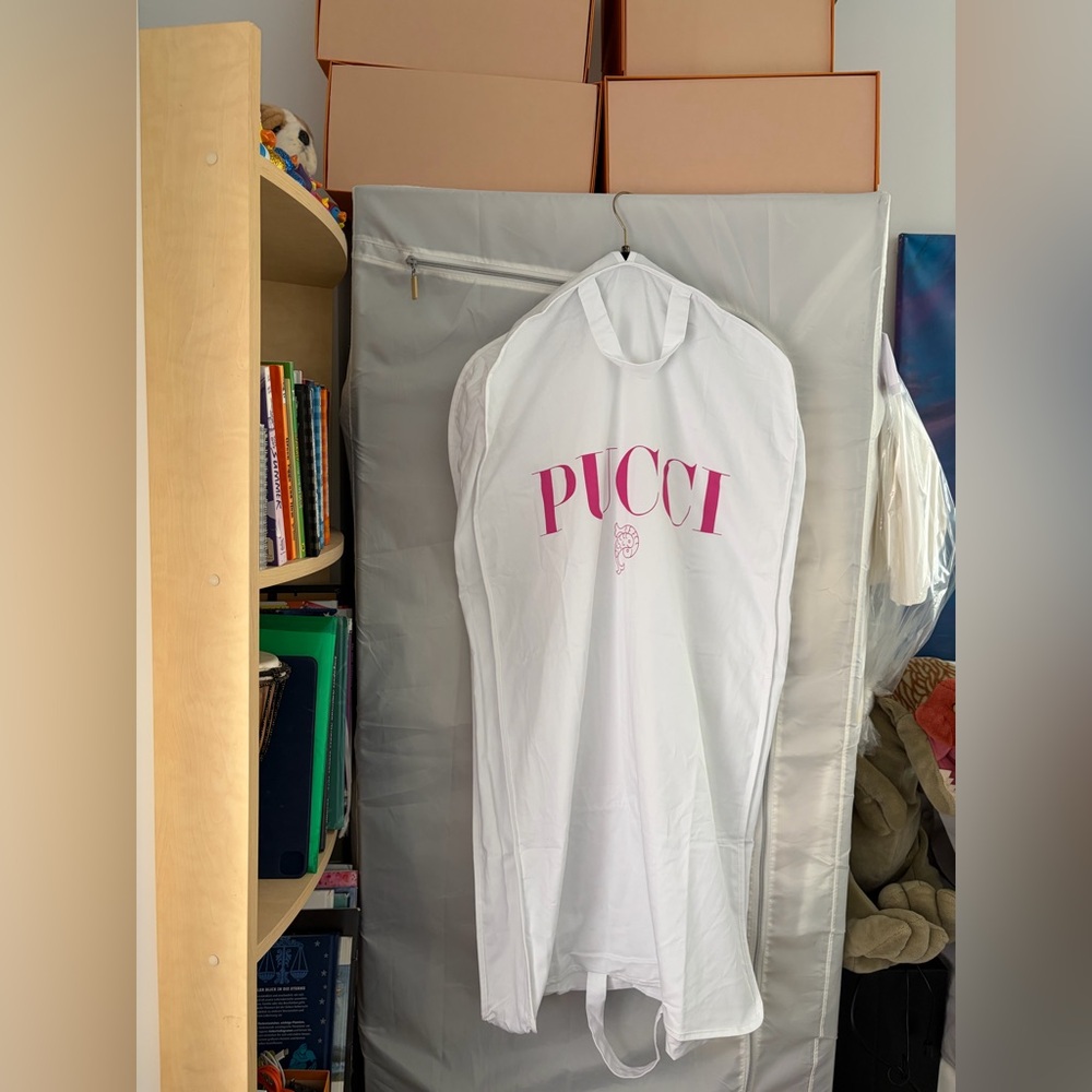 Emilio Pucci White Garment Bag and a Pucci Black Velvet Hanger
